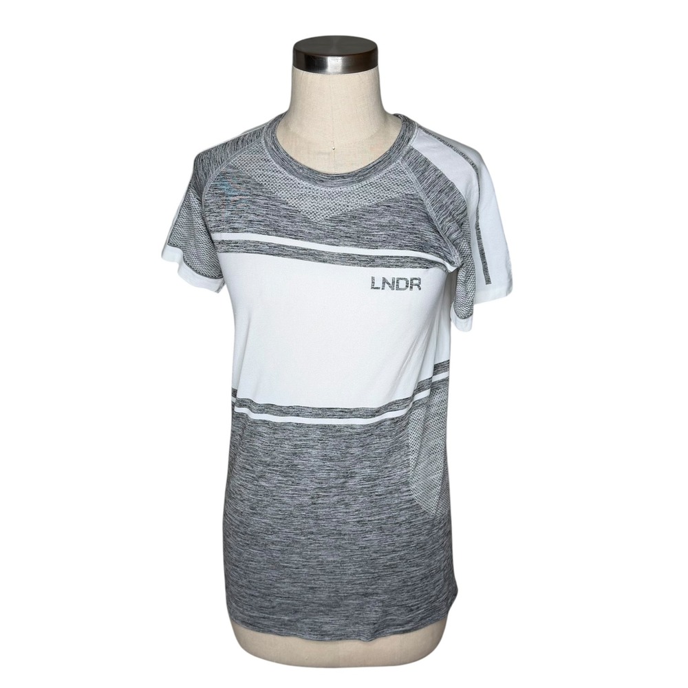 LNDR Varsity Performance Tee Grey White Seamless Space Dye Active Women's XS/S